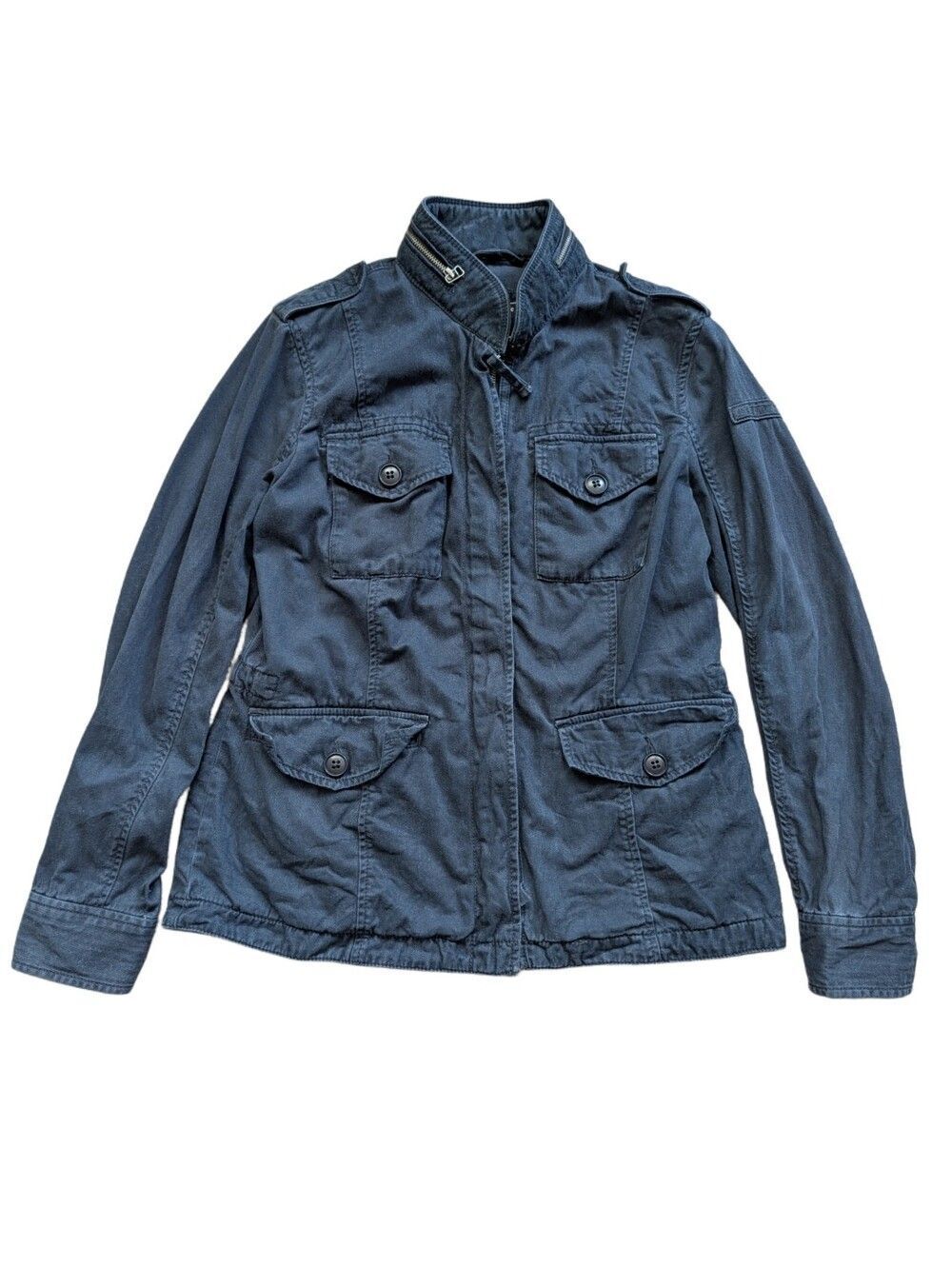 Abercrombie Womens Navy Blue Military Twill Utility Field Zip Jacket Size Medium